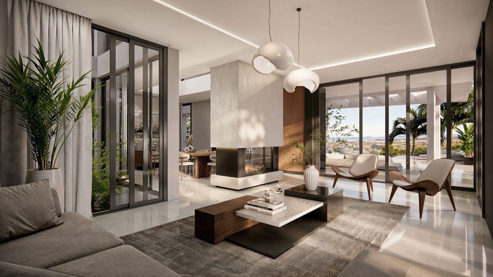 02 modern living room sunrise view